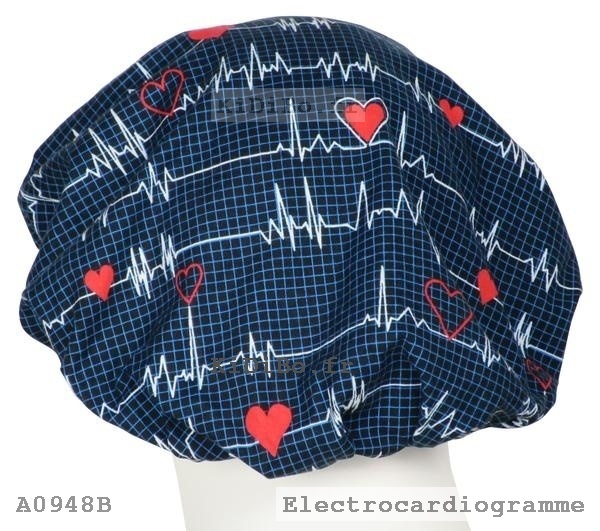 Calot chirurgien tissu Electrocardiogramme - Bouffant de chez KiDiBo