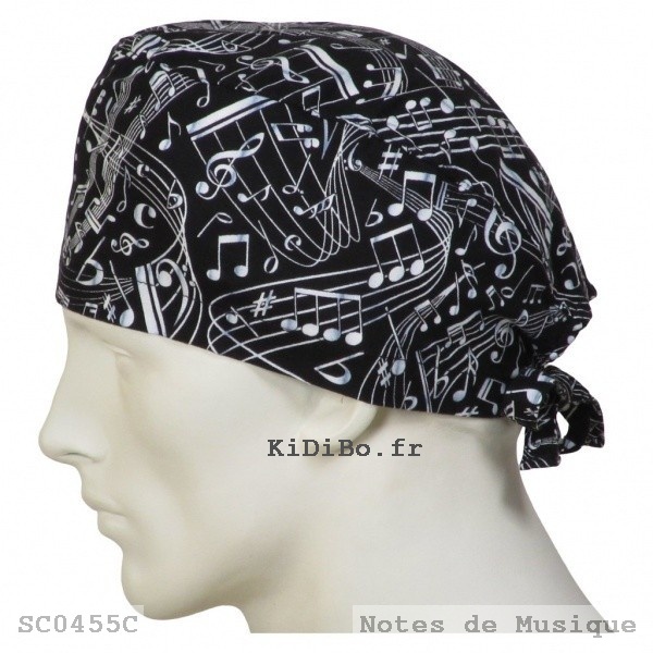 Calot chirurgien tissu Notes de Musique de chez KiDiBo